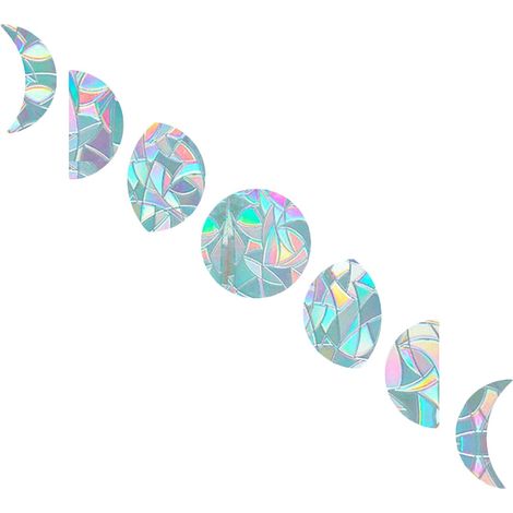 Mondphasen-fensteraufkleber, Antistatische Regenbogen-glasaufkleber, Fensterwarnaufkleber, Sonnenfänger-dekorationen, Selbstklebendes Prismatisches Vinyl (7 Stück)