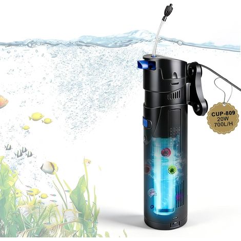 4-in-1 Aquariumpumpe Und Filter Mit 9-w-uvc-lampe, 700 L/h 20-w-leise-luftpumpe, Algenbekämpfung, Luftpumpe Mit Abschäumer, Schwamm Und Filtermaterial, Für 150-300-liter-aquarien, Komplettaquarien Und