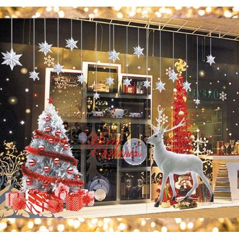 Große Weihnachtsaufkleber Für Fenster: Rentier, Weihnachtsbaum, Wiederverwendbar, Zum Selbermachen, Statisch Haftend, Weihnachtsschneeflocken, Hauswand-fensteraufkleber
