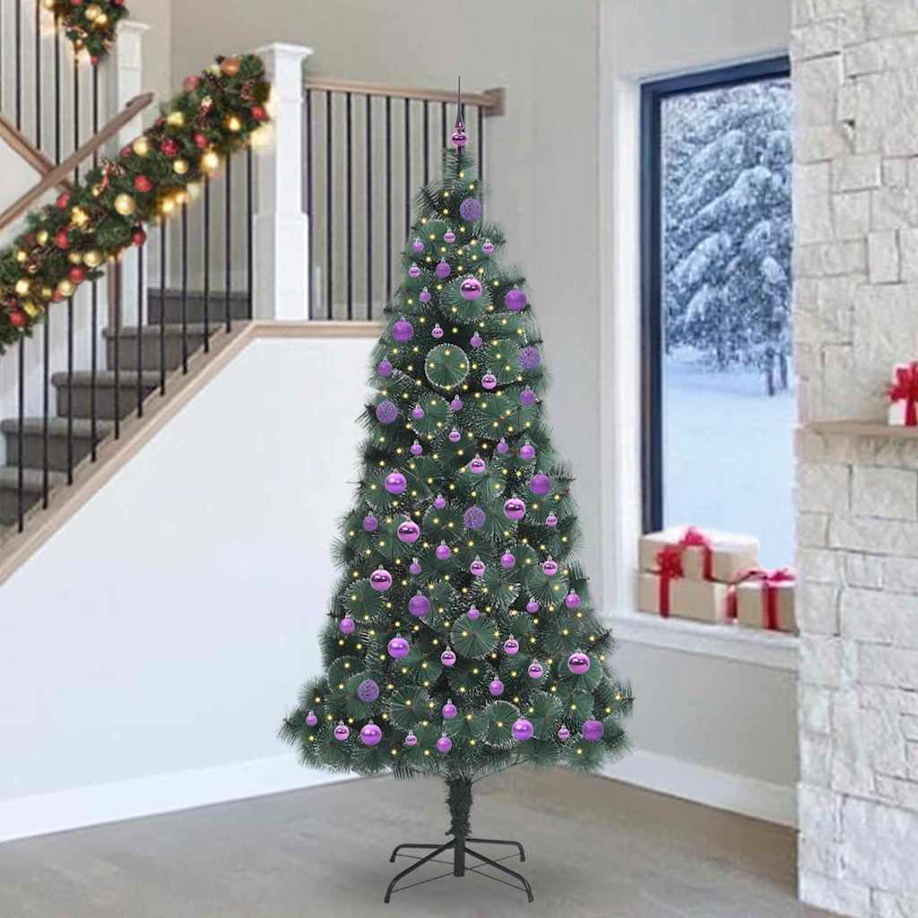 Vidaxl Künstlicher Vorbeleuchteter Weihnachtsbaum Mit Kugelset 240 Cm