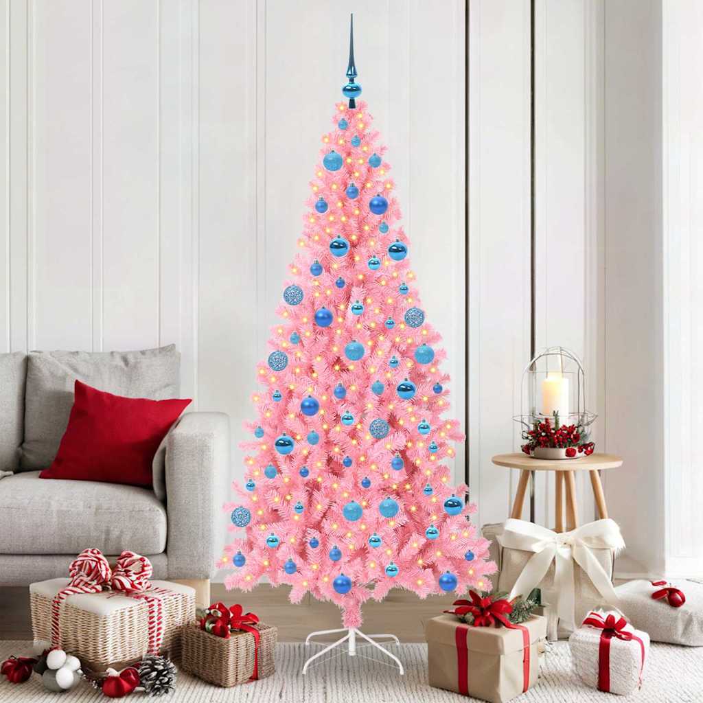Vidaxl Weihnachtsbaum Mit 300 Leds Mit Ständer Rosa 180 Cm Pvc
