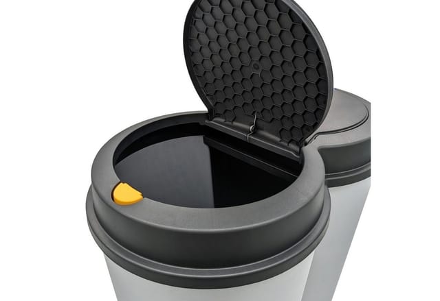 Spetebo - Mülleimer 50 Liter (2x25) In Grau Mit Praktischem Klappverschluss - Mülltrenner Abfalleimer