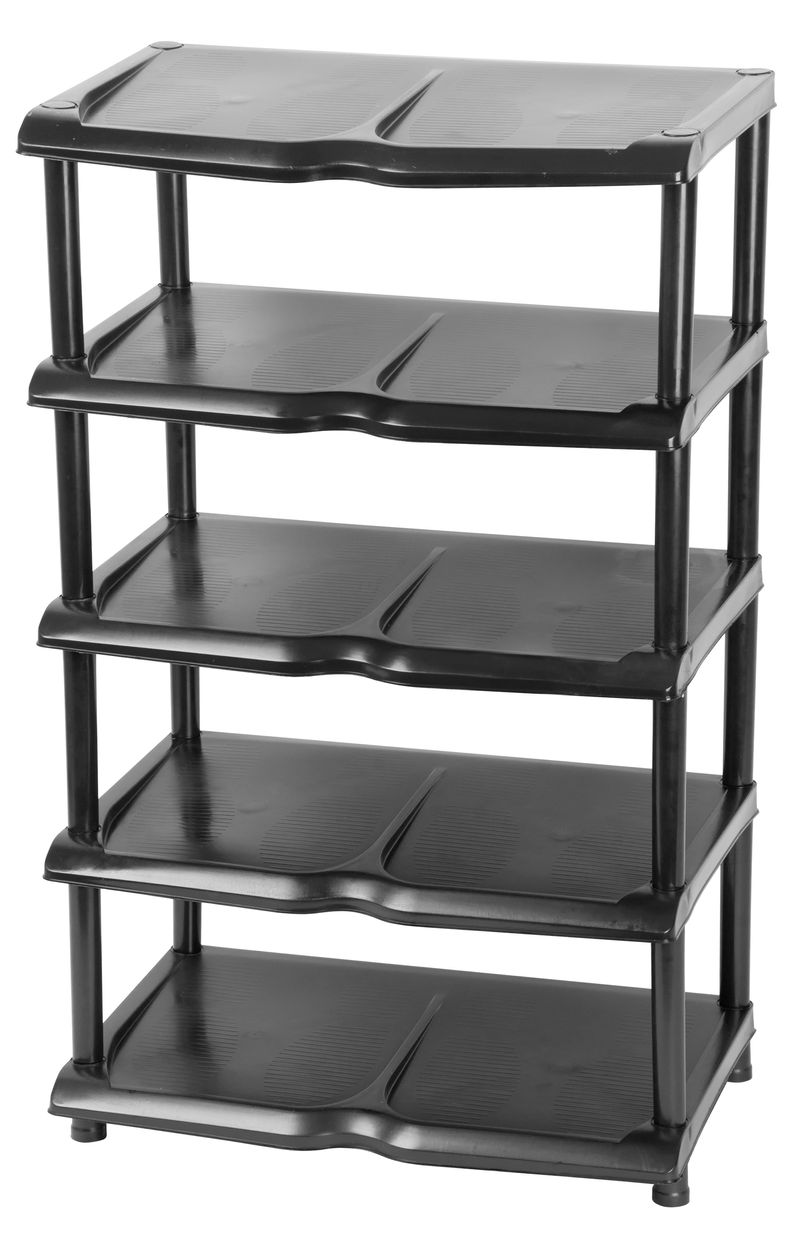 Regal Strend Pro, Für Schuhe, 5-stöckig, Schwarz, 48x30,5x86 Cm