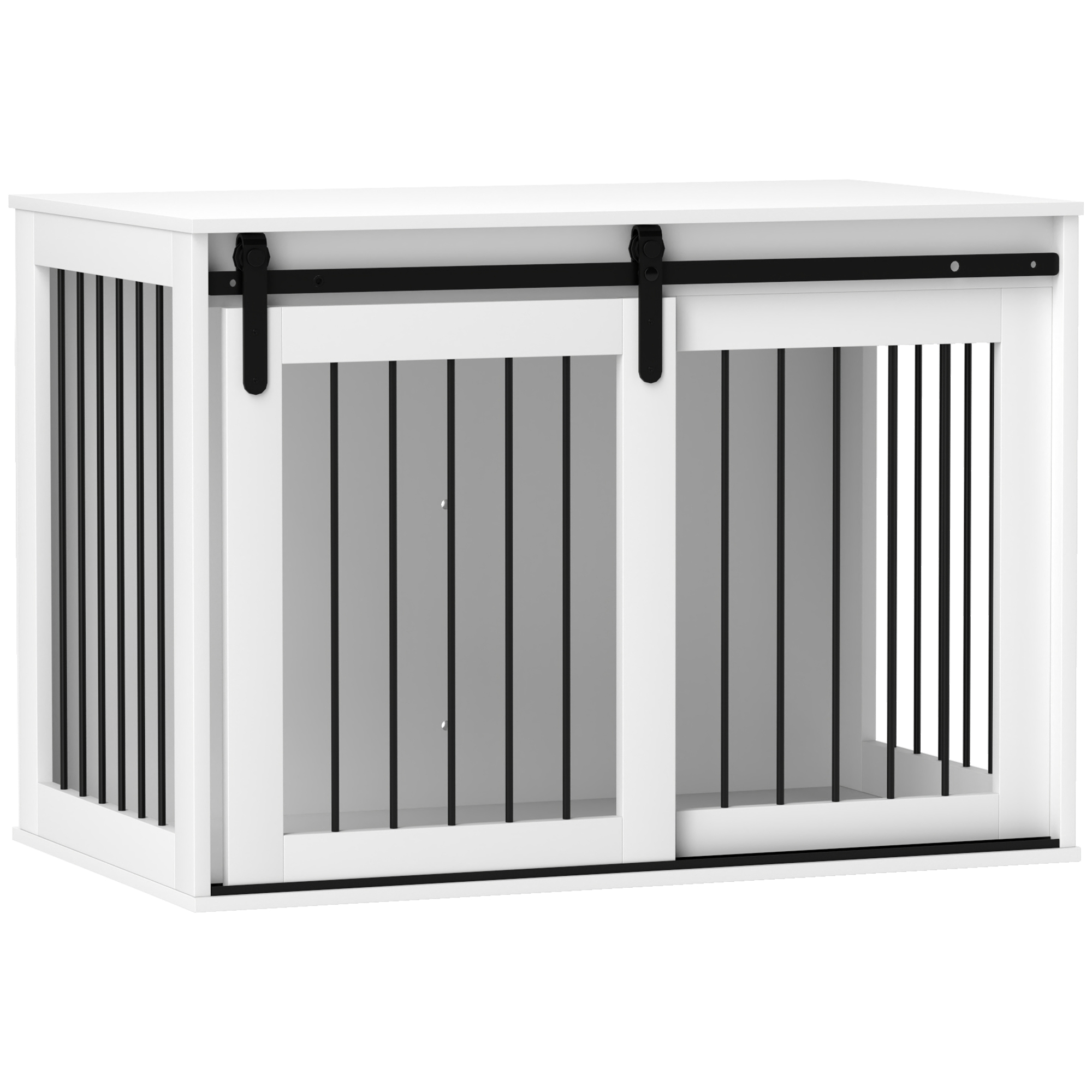 Hundebox Möbel Mit Schiebetür & Belüftung Hunde Hütebox Hundekäfig Holz & Stahl Walnuss 98 X 58 X 61 Cm