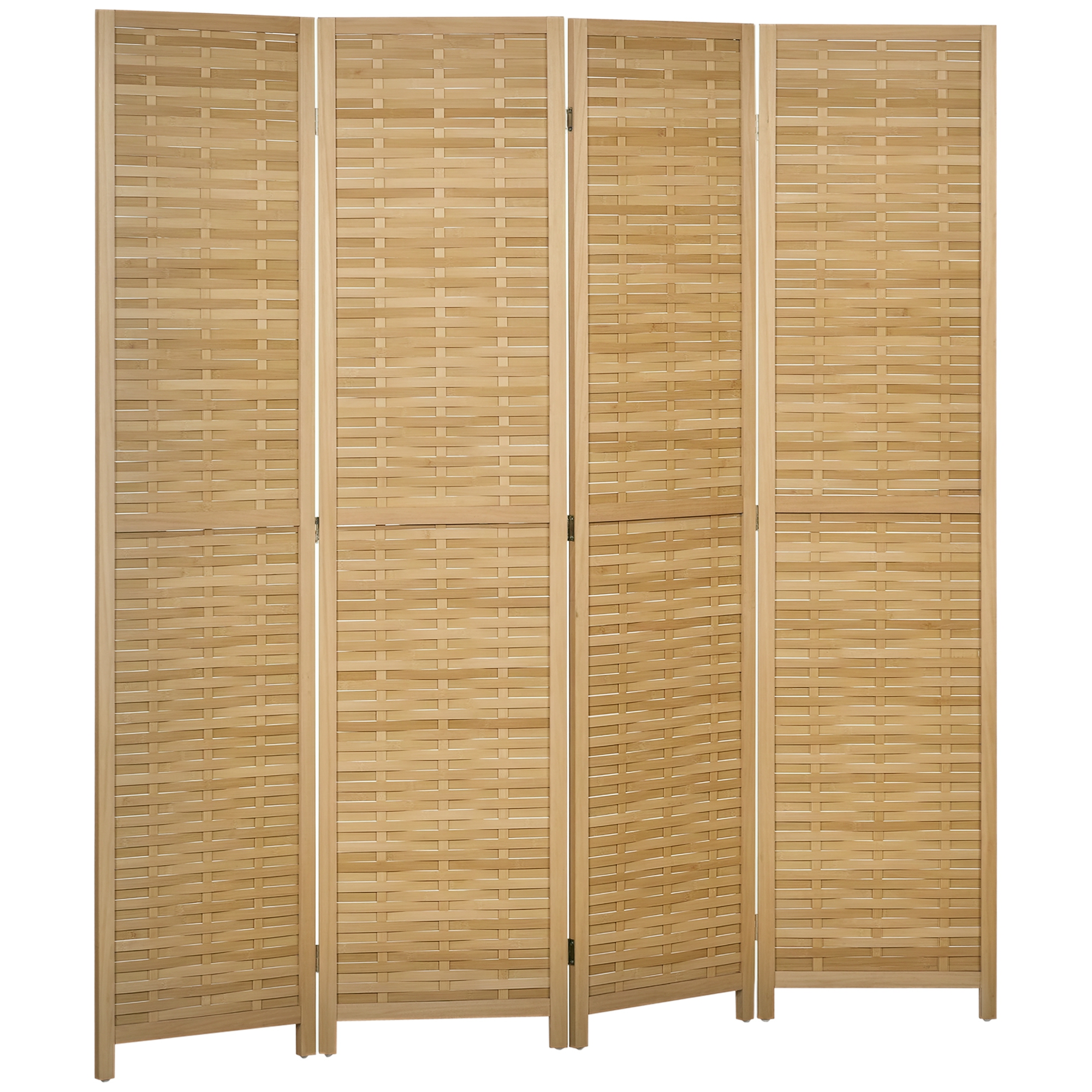 Paravent Bambou 4-teilig Raumteiler Klappbar Trennwand Sichtschutz Holz Stellwand Für Wohnzimmer 160x170 Cm Natur-hell