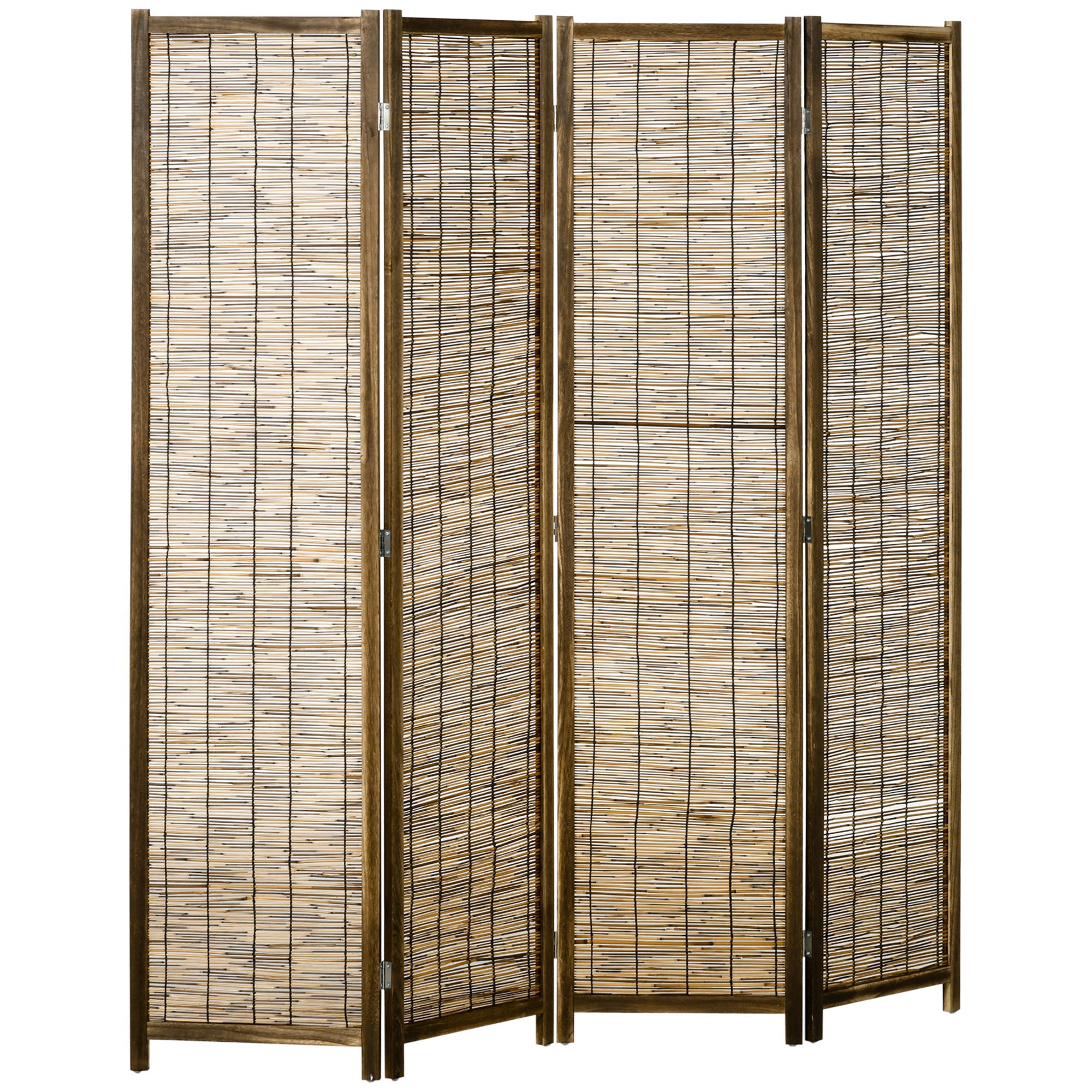 Paravent Holz 4-teilig Raumteiler Klappbar Trennwand Sichtschutz Stellwand Für Wohnzimmer & Schlafzimmer 160x170 Cm Natur