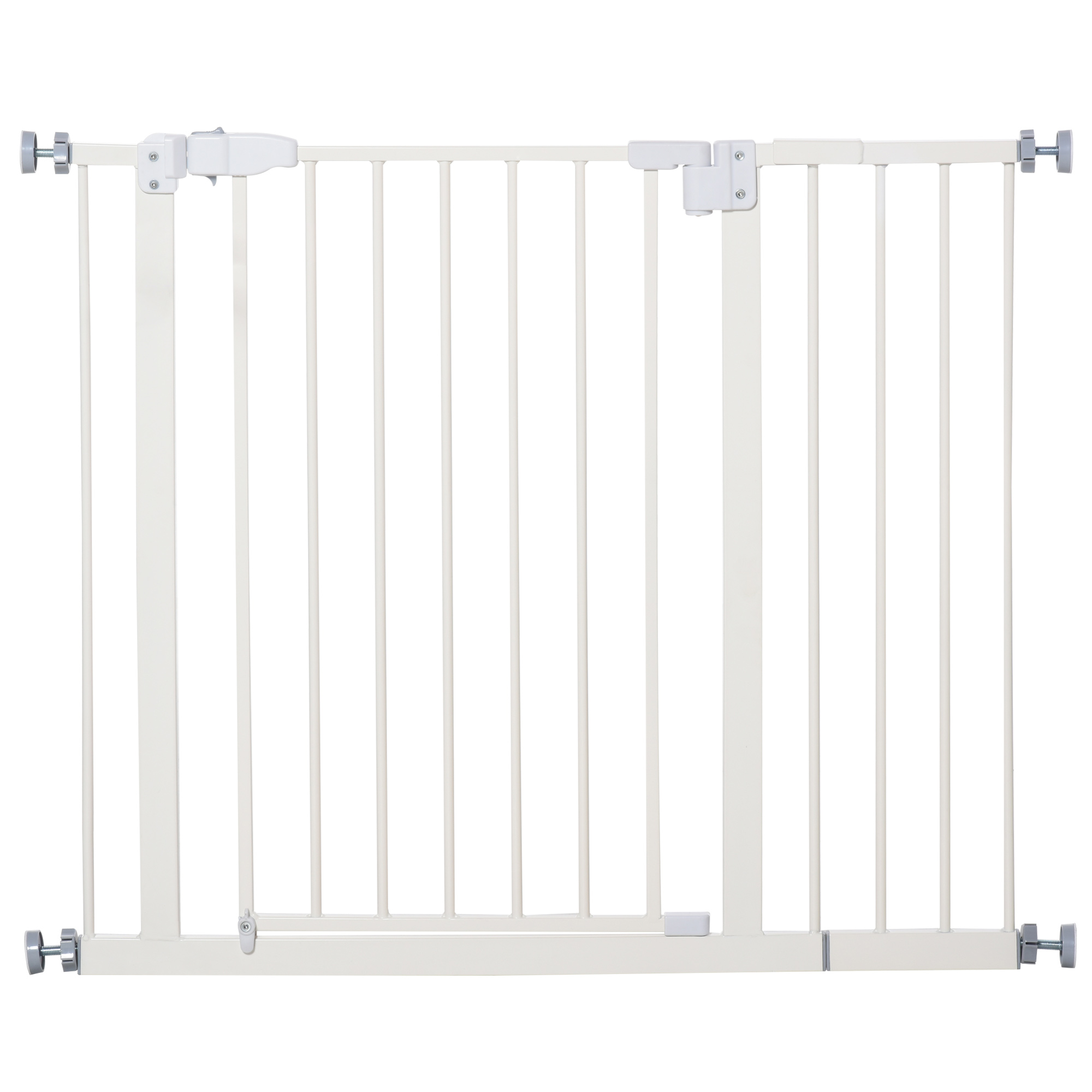 Schutzgitter Ohne Bohren 74-80 / 91,5-97,5 Cm, Türschutzgitter Aus Stahl Mit Doppelverriegelung & Auto-close, Treppenschutzgitter & Hundegitter - Weiß