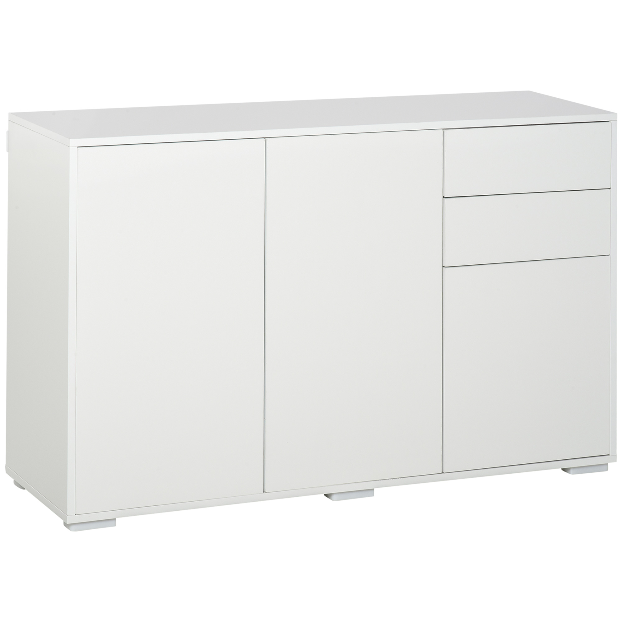 Anrichte Sideboard Mit 3 Türen & 2 Schubladen Küchenschrank Kommode Weiß 117x36x74 Cm