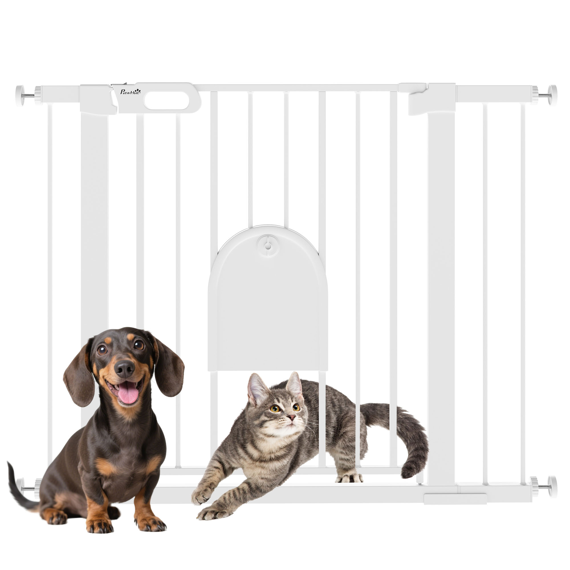 Sicherheitsgitter Für Hunde Von 75 Bis 103 Cm Für Treppen Und Türöffnungen, Mit 2 Verlängerungen, Automatischer Schließung Und Doppelter Verriegelung, Weiß.