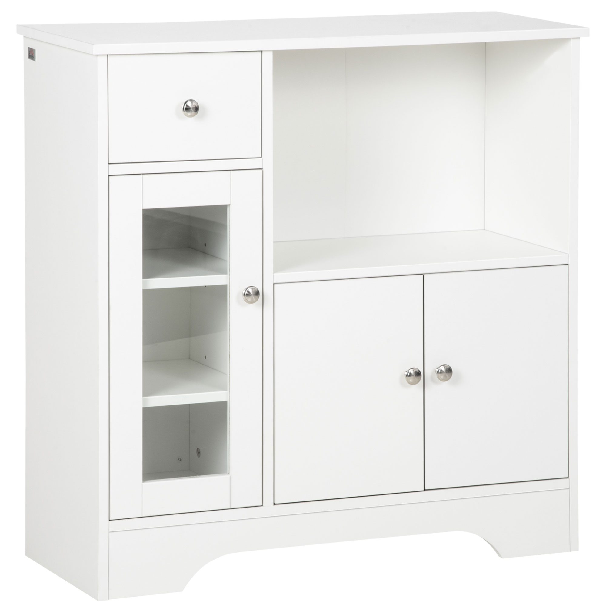 Modernes Küchen-sideboard Mit Glastür, Zusätzlicher Stauraum Für Das Esszimmer, 80 X 30 X 82 Cm, Weiß