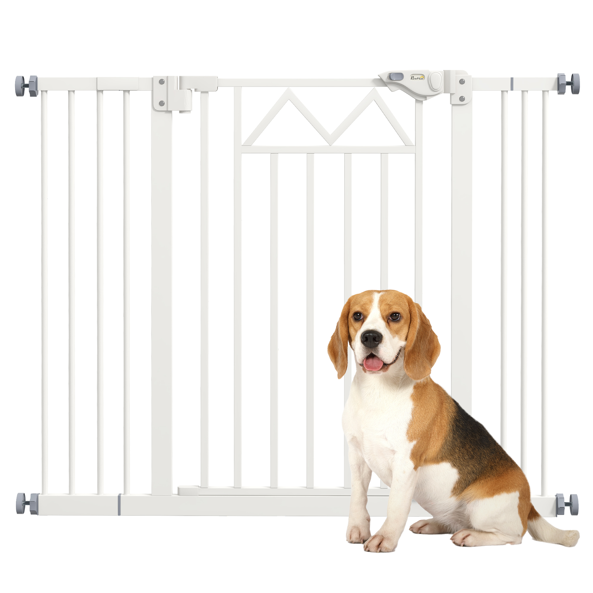 Ausziehbares Hundegitter Mit Automatischem Schließmechanismus Und Doppelter Verriegelung, 74–100 X 76 Cm, Weiß