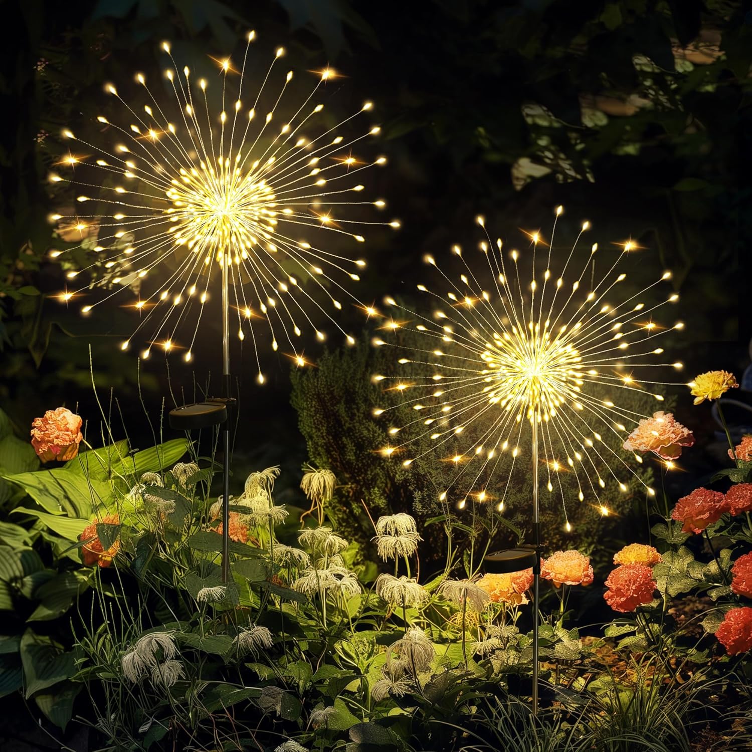 Gartenbeleuchtung Für Den Außenbereich, 6er-pack, 120 Leds, Dekorative Solar-feuerwerks-gartenleuchten, Solarbetrieben Für Terrasse, Weg, Blumenbeet, Pflanzkübel, Balkon, Hof, Dekoration Zum 4. Juli (