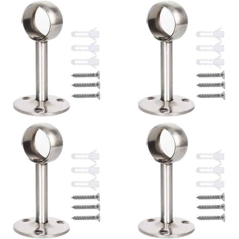 4 Stück Deckenhalterungen, Gardinenstangenhalterungen Aus Edelstahl, Gardinenstangenhalterungen Mit Schrauben Und Spreizdübeln, Für Schrank, Küche (22 Mm, Silber)