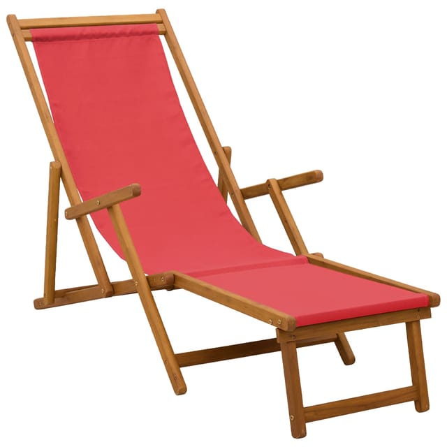 Klappbare Sonnenliege 3 Position Massives Eukalyptus Holz Rot Vidaxl