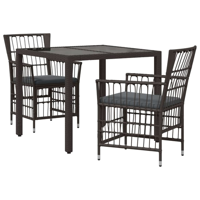 Outdoor-essgruppe 3 Stk. Schwarz Poly-rattan Vidaxl