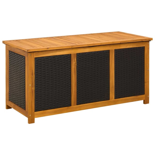 Gartenlagerbox 185 L Massivholz Akazie 113 X 50 X 56 Cm Schwarz Vidaxl