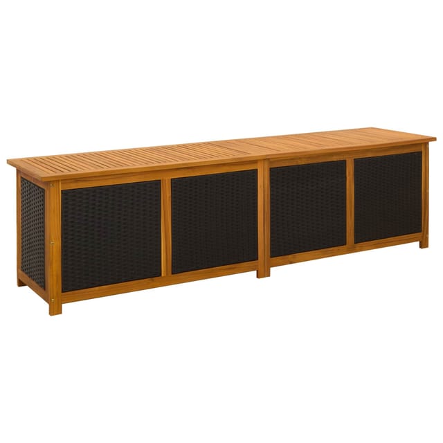 Gartenlagerbox 185 L Massivholz Akazie 200 X 50 X 56 Cm Schwarz Vidaxl