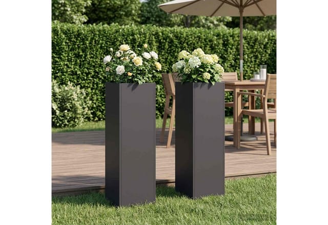 Garten-pflanzgefäß 2 Stk. Schwarz 20 X 20 X 75 Cm Vidaxl