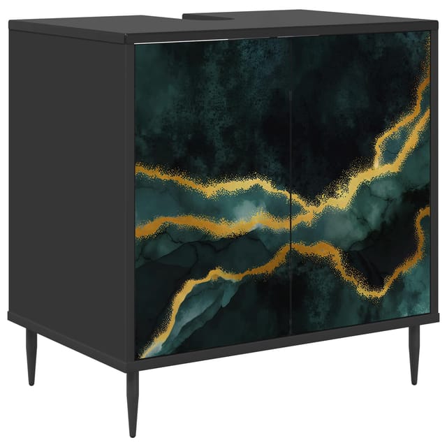 Badezimmerschrank Wijhe Schwarz Eichen-optik 60 X 40 X 61 Cm Vidaxl
