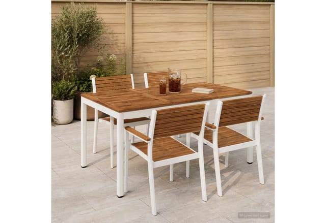 Gartentisch Natürlich Und Weiß 141 X 80,5 X 75 Cm Vidaxl