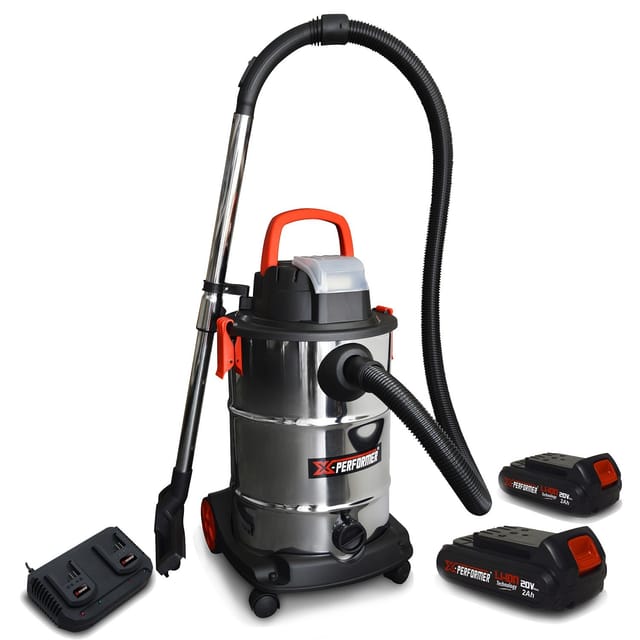 Aspirateur Eau Et Poussière Compact Brushless Sur Batterie - Xperformer Xpvc20libl-30l + 2 Batteries 2 Ah + Double Chargeur