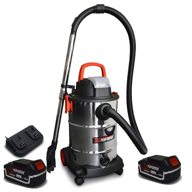 Aspirateur Eau Et Poussière Compact Brushless Sur Batterie - Xperformer Xpvc20libl-30l + 2 Batteries 4 Ah + Double Chargeur