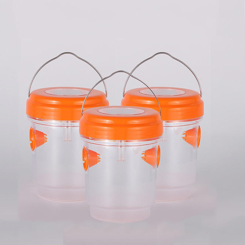Hängende Wespenfalle Für Den Außenbereich, Solarbetriebene Bienenfalle Für Den Außenbereich, Holzbienenfalle, 3-teiliges Set, Orange.