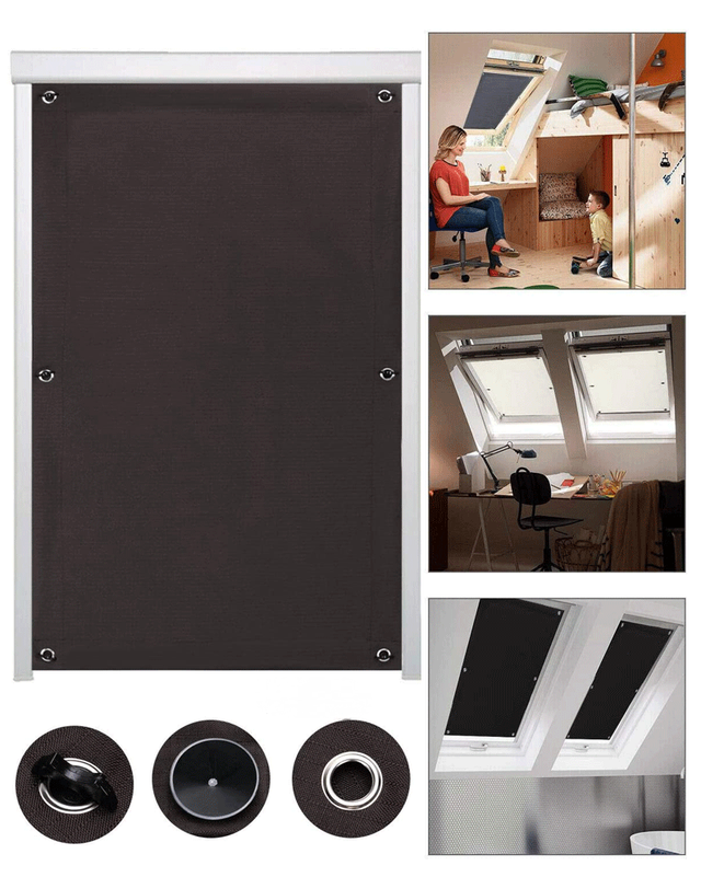 Dieses Verdunkelungsrollo Misst 96 X 120 Cm Und Wird Mit 7 Saugnäpfen Geliefert. Es Bietet Wärmedämmung, Verdunkelt Den Raum Und Ist Braun.