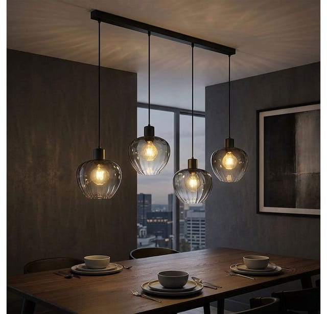 Led Hängeleuchte Pendelleuchte Esszimmerlampe Rauchoptik Schwarz Glas H 120 Cm