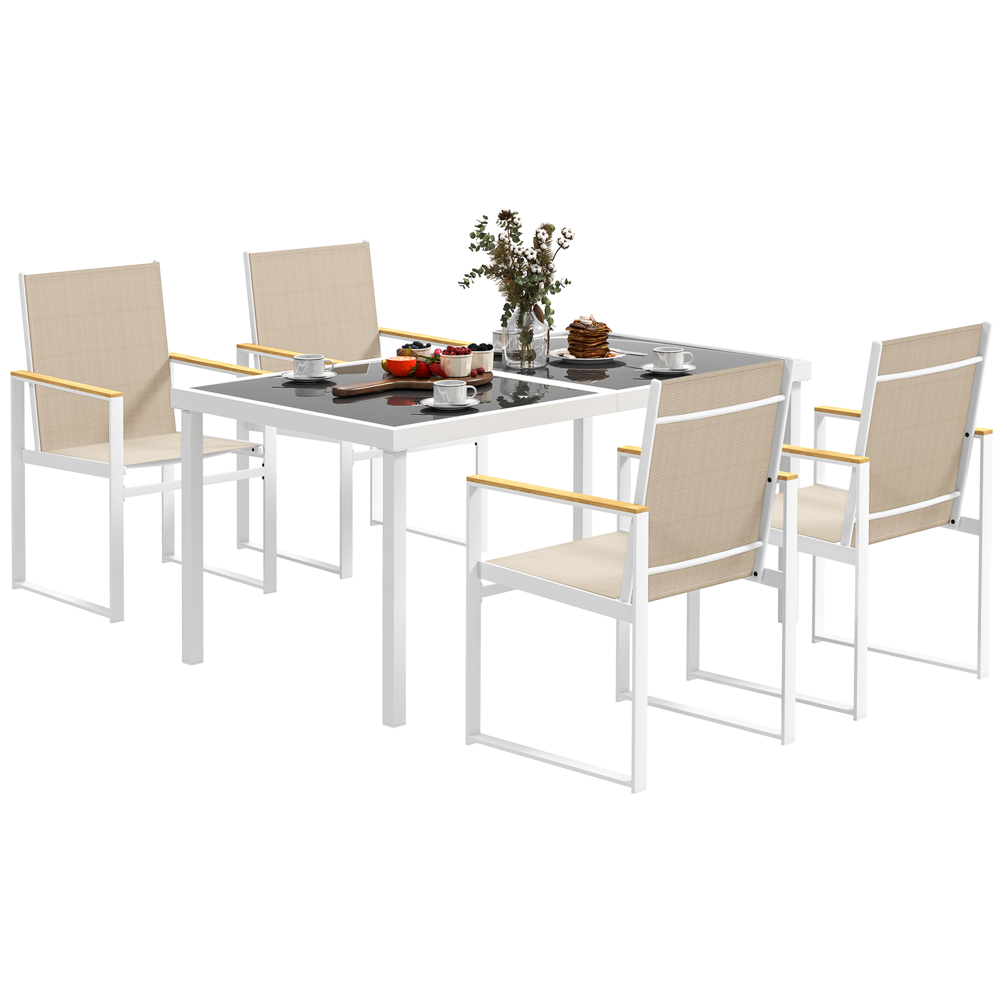 Gartenmöbel-set Aus Stahl Und Kunststoff, 5-teilig, Homaire, Maße 150x87x72 Cm - Mehrfarbig