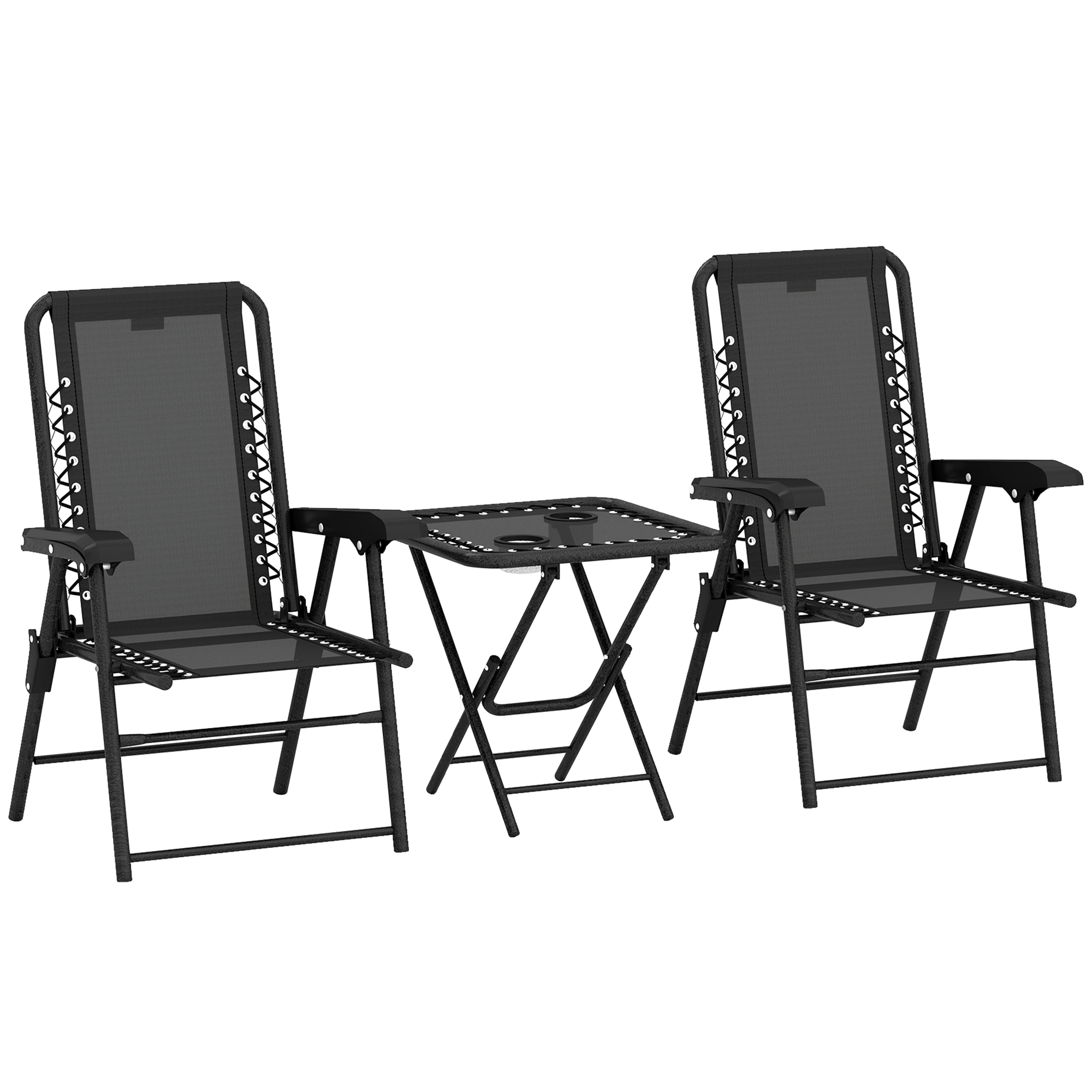 Homaire Dreiteiliges Garten-set Aus Stahl Und Netzstoff, Klappbar, L65xb61xh91 Cm, Schwarz