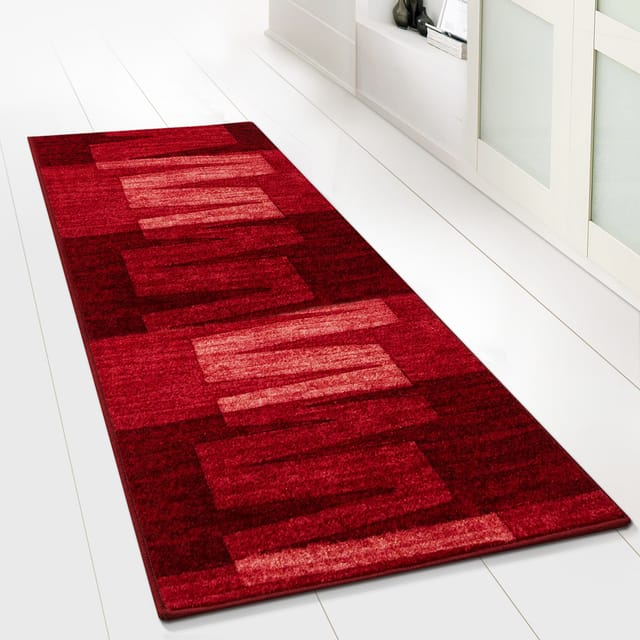 Teppich-läufer Auf Maß Gekettelt Via Veneto Rot 67 X 400 Cm