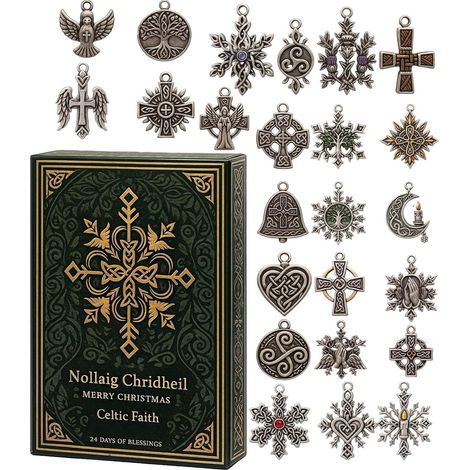 Keltischer Adventskalender – Countdown – 2d – 24-tägiger Achtsamkeits-adventskalender Mit Keltischen Anhängern – Für Weihnachtsbaum, Fenster, Wand, Erwachsene, Jugendliche