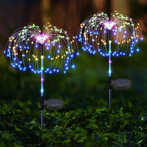 2-teiliges Solar-feuerwerksset, 200 Led-solarleuchten Für Den Außenbereich, 8 Lichtmodi, Led-beleuchtung Für Rasen, Party, Terrasse, Blumenbeet, Gartendekoration (reichhaltig Und Farbenfroh)