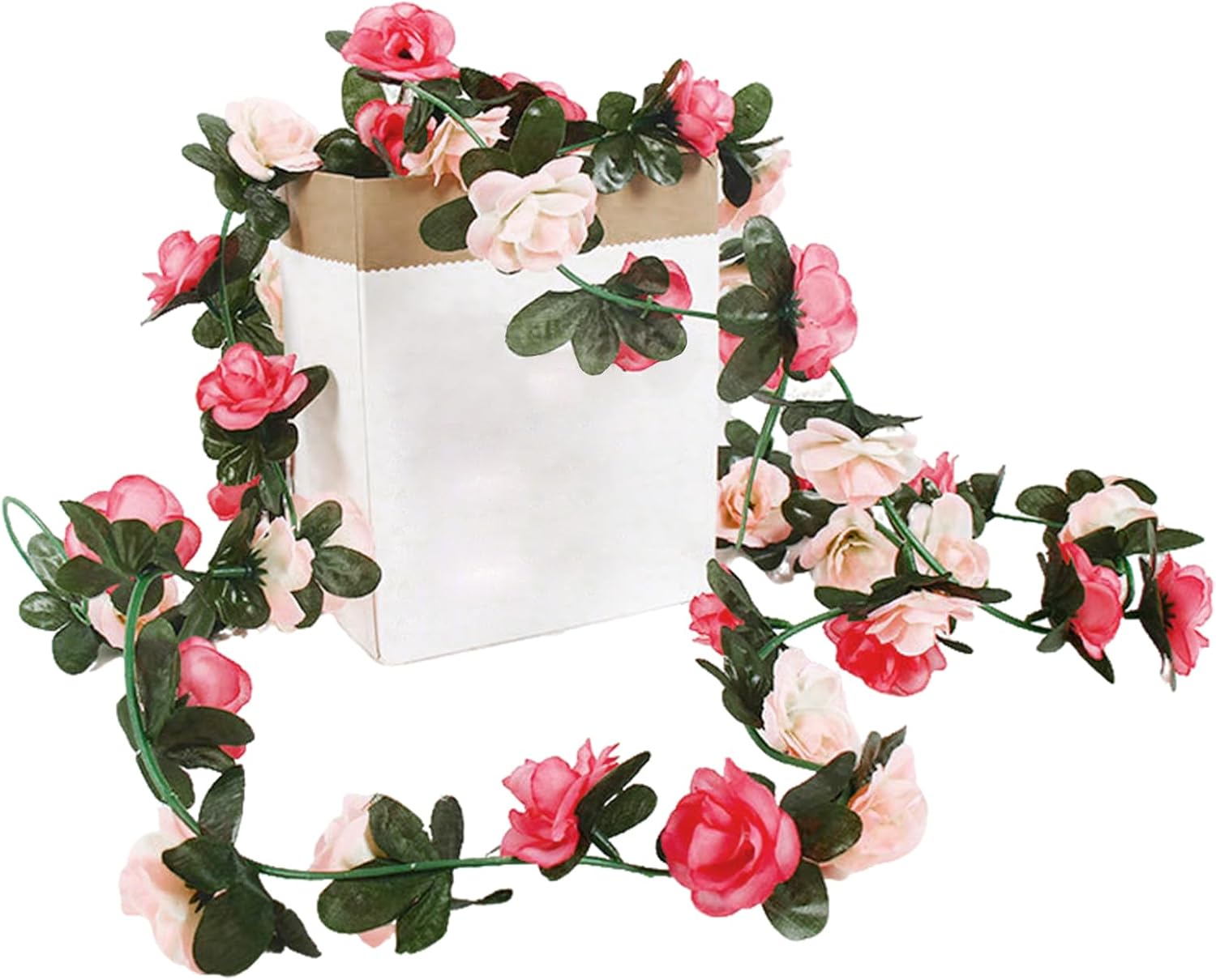 3 Stück Blumengirlande Künstlich Rosen, 2,3m Girlande Frühling Seidenblumenmaterial, Blumenranken Künstlich Für Innen Außen Raum Deko Blumen Girlande Für Hochzeit Party, Rosa