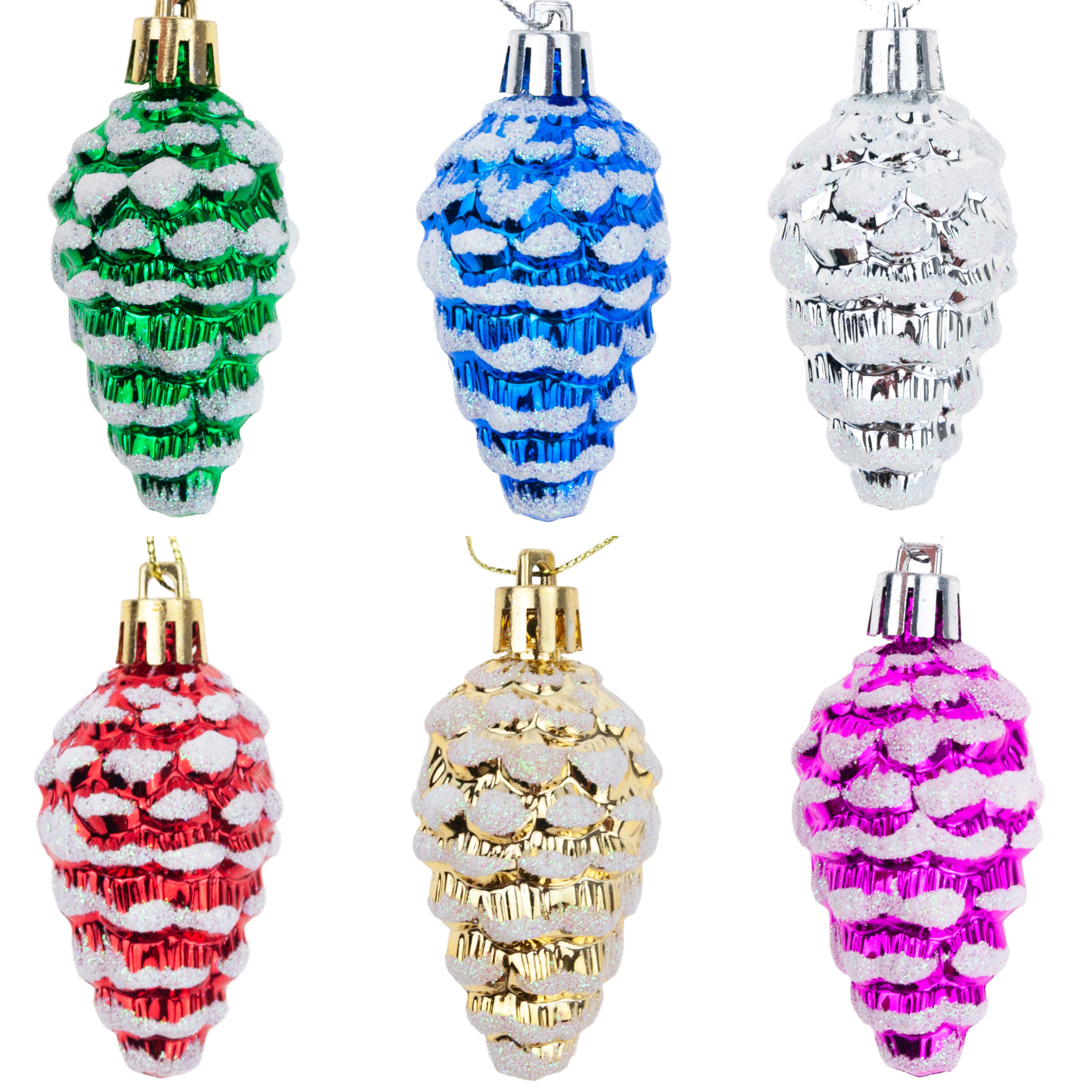 Tg74291-2 Weihnachtskugel-set – Tannenzweige – Anhänger – 6-teilig – Farbenfroh