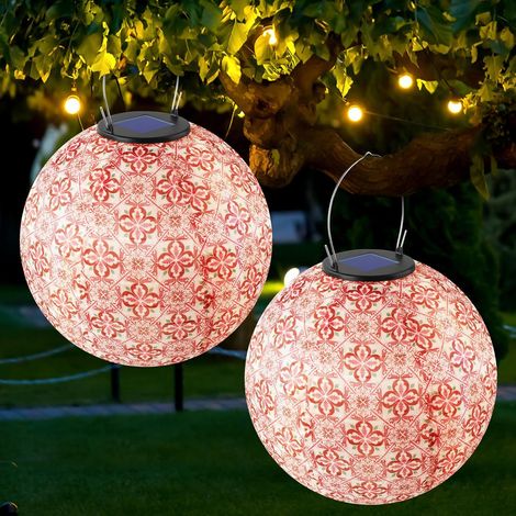 Solar-papierlaternen Für Den Außenbereich, 2 Stück 25 Cm Große Nylon-solarlaternen, Wasserdichte Led-solarlaternen Für Den Außenbereich, Ideal Für Garten, Terrasse, Balkon, Hochzeiten Und Geburtstage