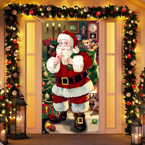 Weihnachtstürdekoration, 90 Cm X 180 Cm, Weihnachtsmann-türbanner Zum Aufhängen, Weihnachtsdekoration Für Die Haustür, Winter- Und Weihnachtszeit