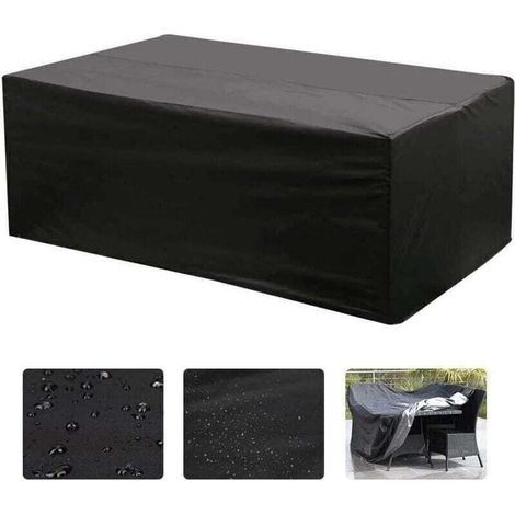 Tisch- Und Stuhlhülle Für Gartentische Und Terrassenstühle, Wasserdicht, Uv-beständig, Geeignet Für Tische, Stühle, Sofas, Rechteckig, Schwarz (213x132x74 Cm)