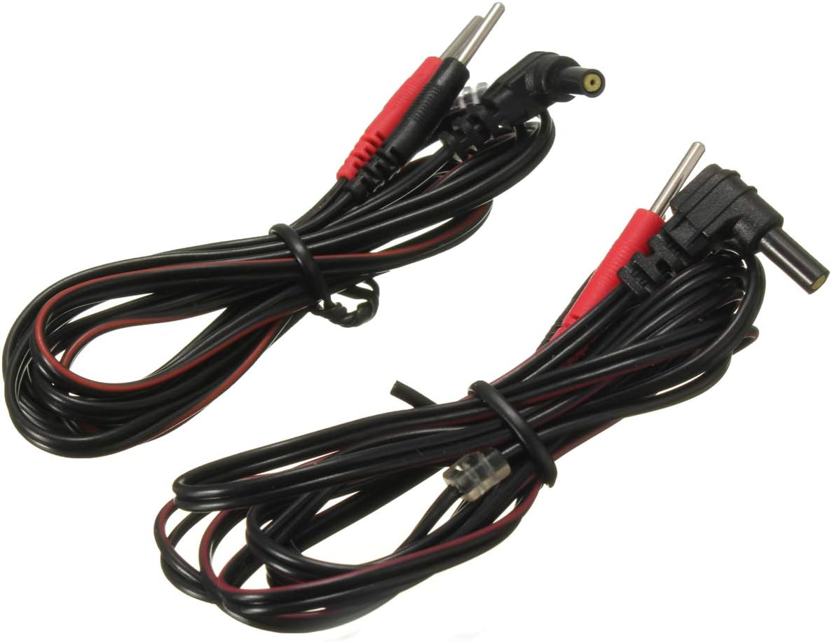 Pack Of 2 Tens Ems Cable - 120 Cm Electrode Cable With 2.0 Mm Pin Connector - Universal Replacement Cable Connection Cable For Stimulation Current Devices & Muscle Stimulators (standard 2 Mm Plug)