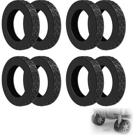 8 Stück Geräuschdämpfende Und Verschleißfeste, Leuchtende Kofferrollenschutzhüllen, Silikon-gepäckrollenabdeckungen (für 52-58 Mm Rollen) (schwarz)