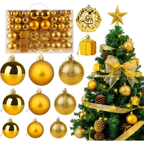 Goldene Weihnachtskugeln, Christbaumschmuck 3/4/6 Cm, 105 Goldene Kunststoffkugeln, Unzerbrechliche Christbaumkugeln Zum Aufhängen, Glänzende Christbaumkugel-anhänger, Ornamente, Heimdekoration
