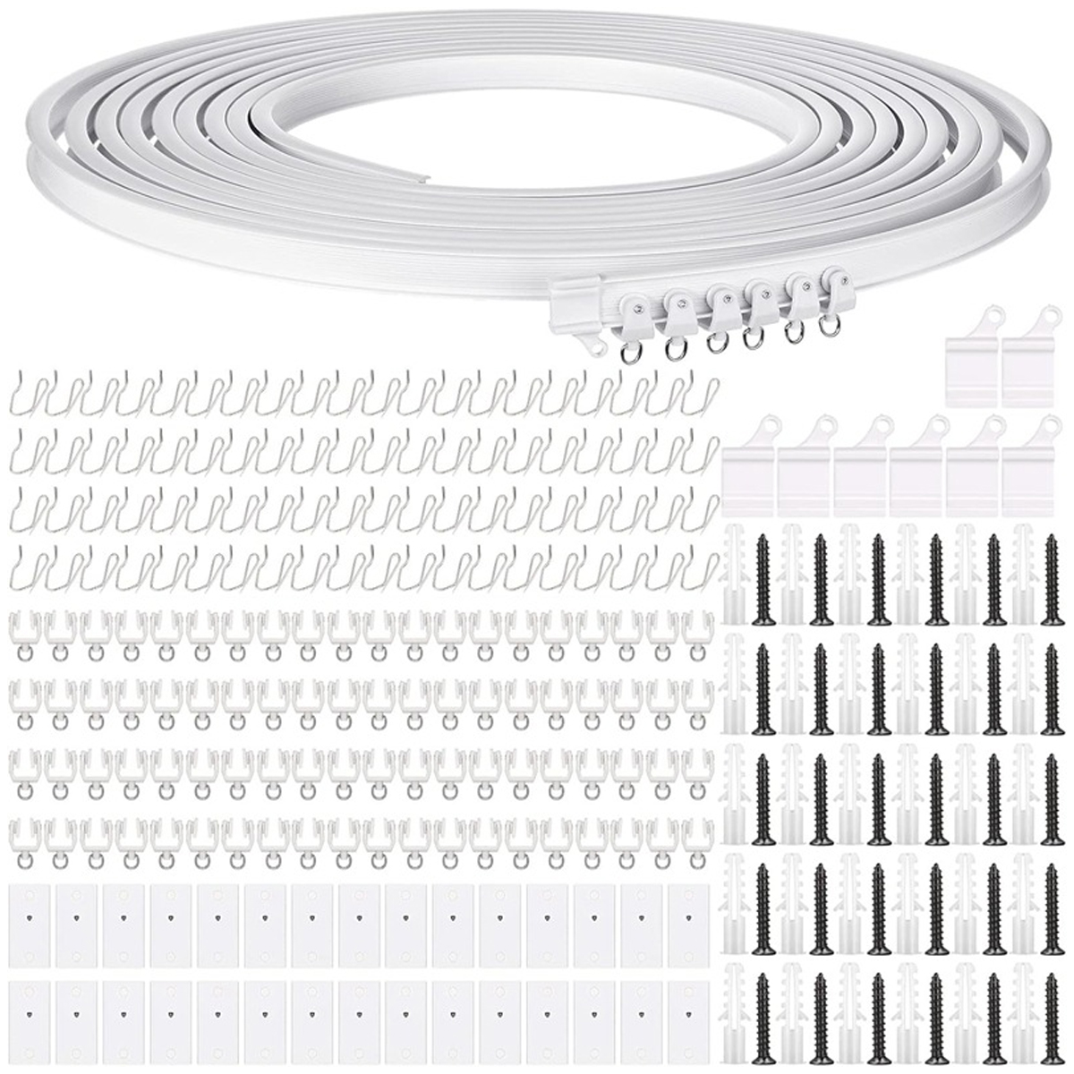 Gebogene Deckengardinenschiene, Flexible Deckengardinenbefestigung, Flexible Schiene Für Gebogene Fenster Mit Bettgardinenschienensystem, Deckenschiene (weiß, 5 Meter / 16,4 Fuß)