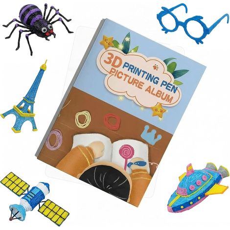 3d-gedrucktes Skizzenbuch Mit Stift – Wiederverwendbare, Farbenfrohe Vorlage Mit 40 Motiven – Dickes Papier Mit Transparenter Folie – 3d-graffiti-schablonen – Ideal Zum Zeichnen Und Basteln