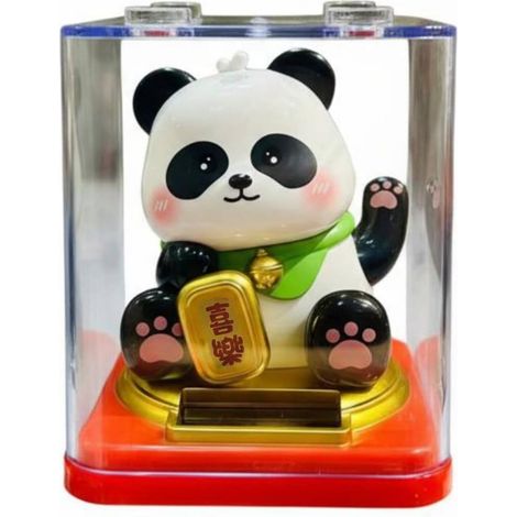 Panda-figurhalter, Miniatur-skulptur, Solarbetrieben, Dynamisch Bewegliches Dekorations- Und Symbolornament, Geeignet Für Auto, Büro, Geschenk, Panda Joy