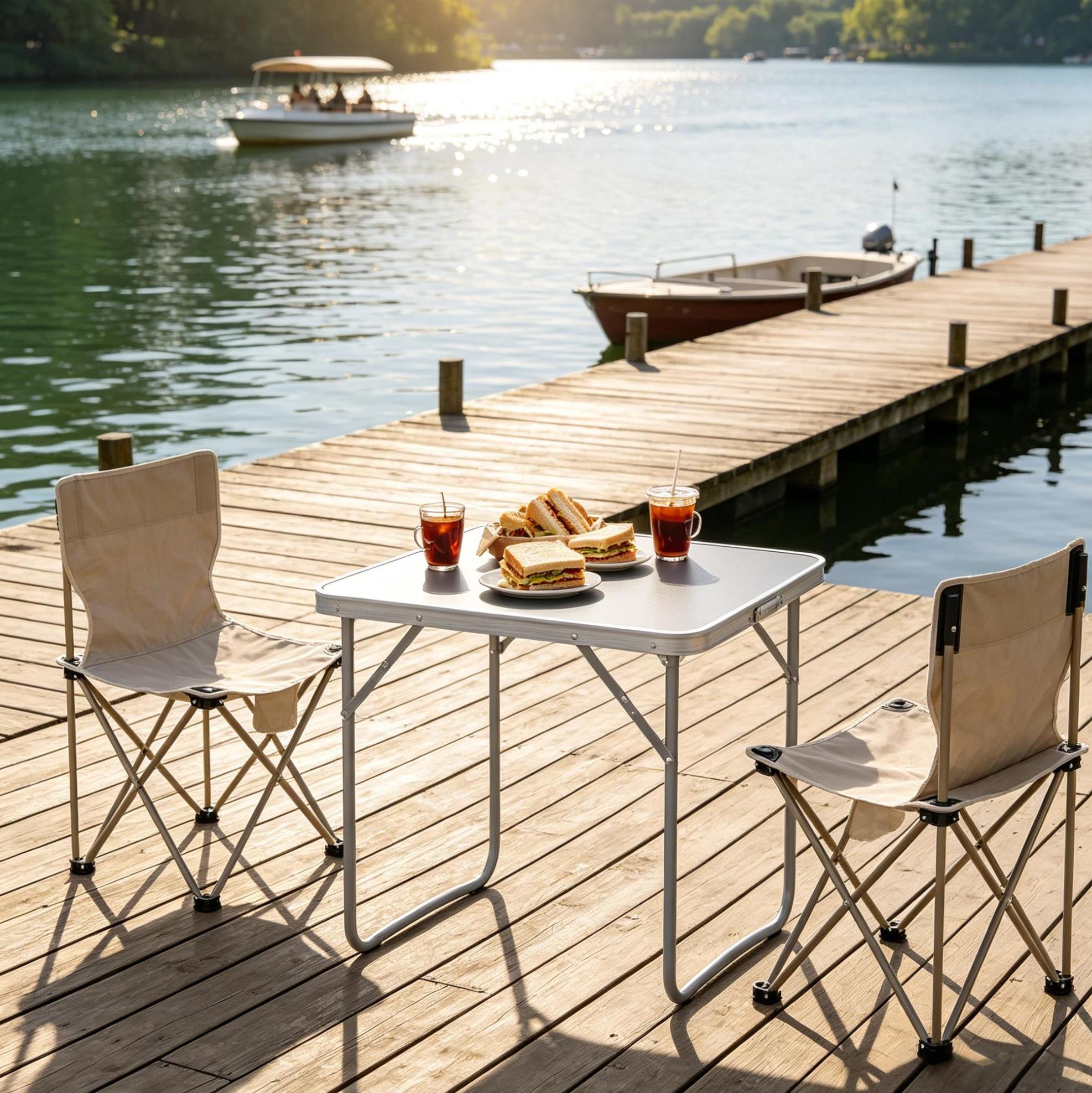 Campingtisch Klappbar Tragbar 70x50 Cm Grau Mdf Okmyhome