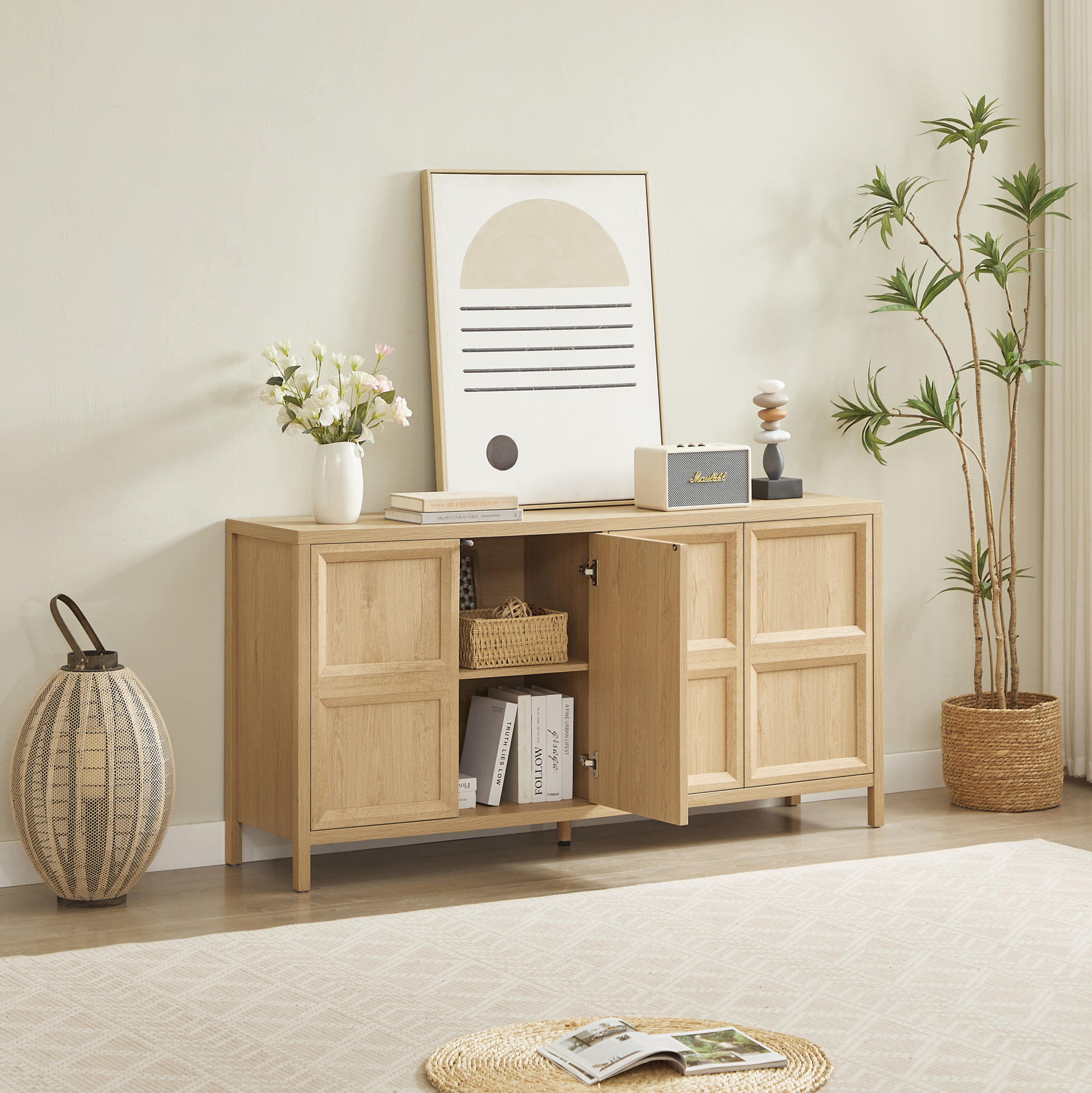 Sideboard Mit Tip-on Und Soft-close 160x40x80 Mdf Okmyhome