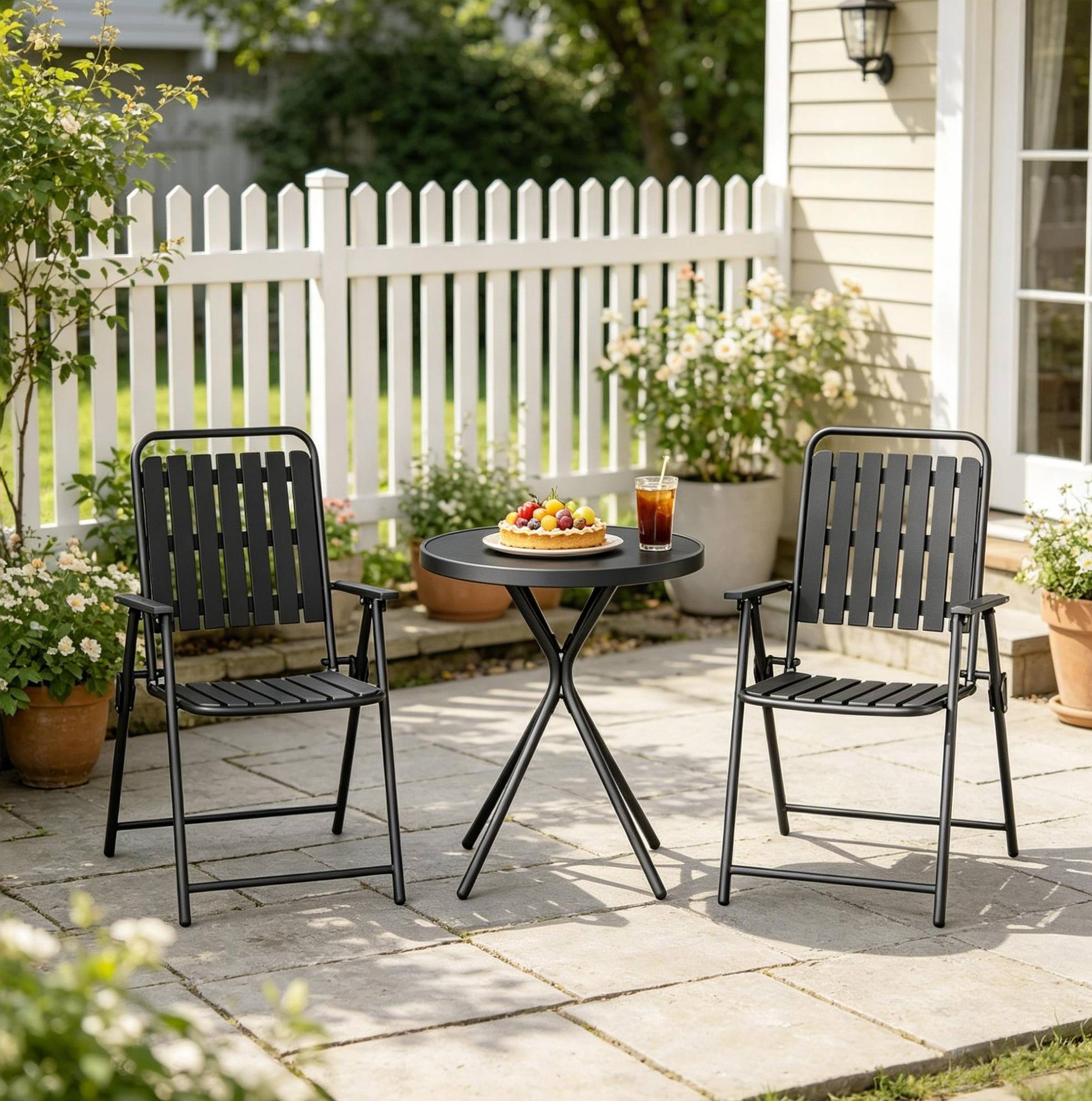 Gartenmöbel Set Klappbar 3-teilig 60 X 70 Cm Glas Okmyhome