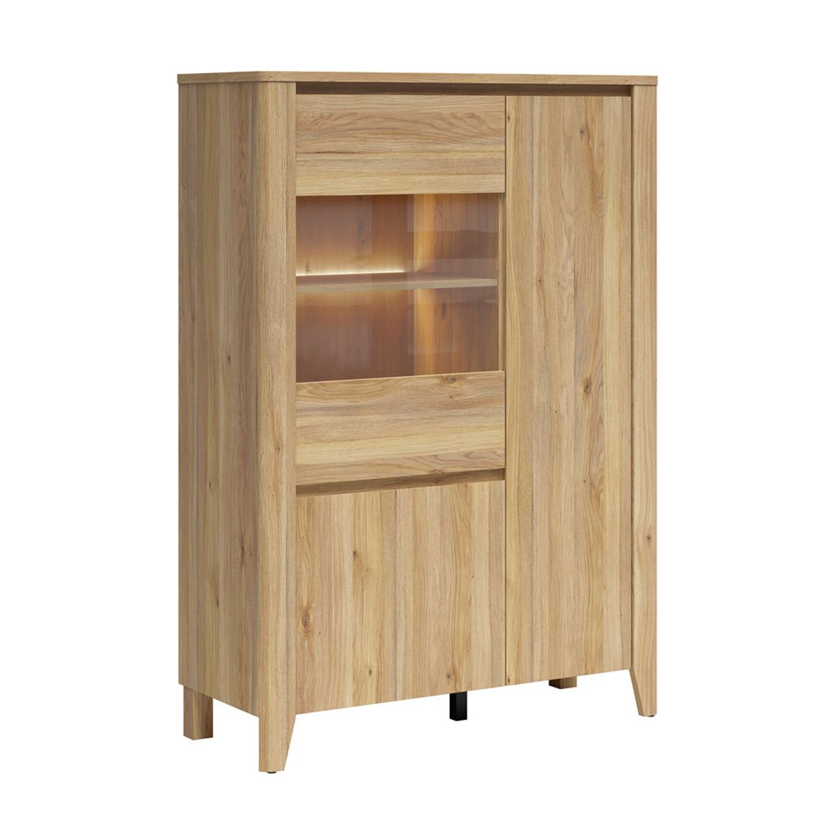 Geschirrschrank 3 Türen Inklusive Led-beleuchtung Samara Holz