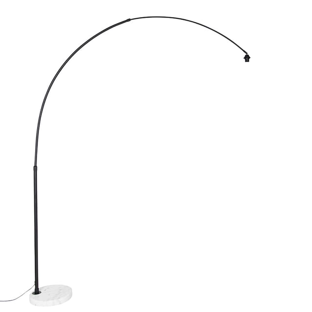 Moderne Schwarze Bogenlampe Mit Weißem, Verstellbarem Gestell Ohne Schirm - Xxl